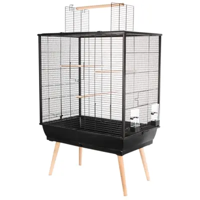Zolux vogelkooi Neo Jili zwart 78 x 48 x 112 cm – houten zitstokken