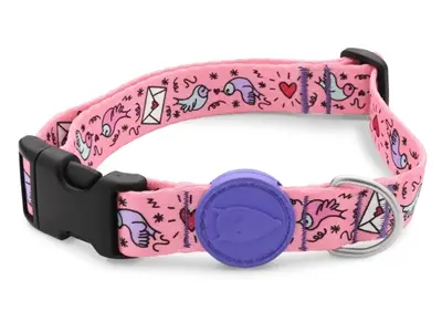 Morso hondenhalsband Sweet Tweet roze 30-42 x 1,5 cm – gerecycled