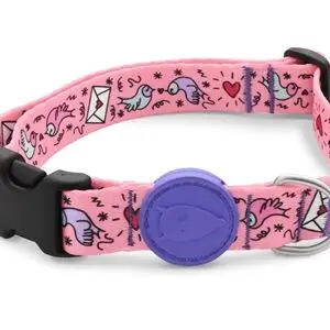 Morso hondenhalsband Sweet Tweet roze 37-58 x 2,5 cm – gerecycled - Afbeelding 1