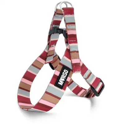 Morso mini hondentuig Skyline rood/roze 32-41 x 2,5 cm – voor kleine honden