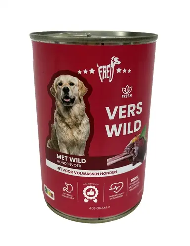 Freds hondenvoer blik vers wild 12 x 400 g – natvoer