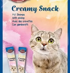 Trixie Creamy Snack garnalen 6 x 5 x 14 g – vloeibare kattensnack - Afbeelding 1