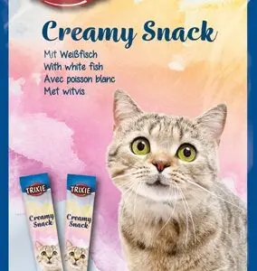 Trixie Creamy Snack witvis 6 x 5 x 14 g – vloeibare kattensnack - Afbeelding 1