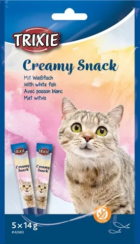Trixie Creamy Snack witvis 6 x 5 x 14 g – vloeibare kattensnack