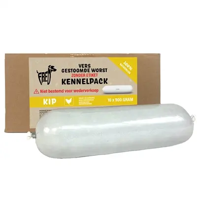 Freds gestoomde vleesworst kip 10 x 900 g – kennelpack, glutenvrij