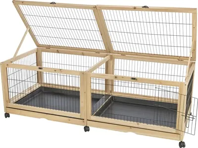 Trixie Indoor verblijf cavia's en konijnen 150 x 50 x 60 cm – wieltjes