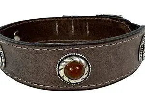 Sazzz halsband Boho Treasure Stone vintage leer bruin 42-50 cm - Afbeelding 1