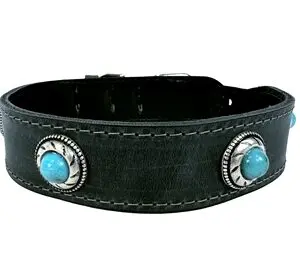 Sazzz halsband Boho Treasure Stone vintage leer antraciet 42-50 cm - Afbeelding 1