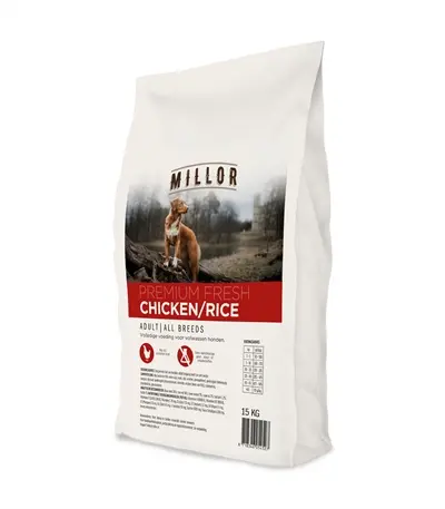Millor hondenvoer Premium Extruded Fresh Adult kip en rijst 15 kg