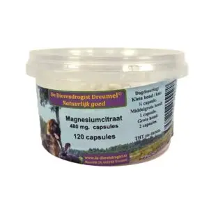 Dierendrogist magnesiumcitraat capsules 480 mg 120 stuks – hond en kat - Afbeelding 1