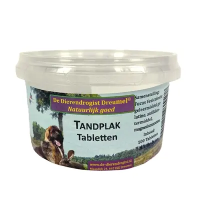 Dierendrogist tandplak tabletten 100 stuks – voor hond en kat