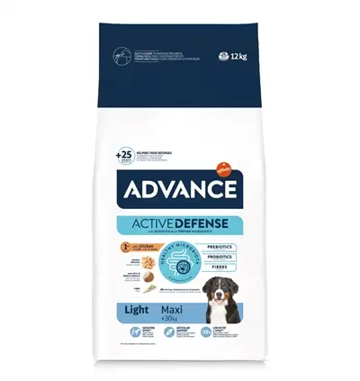 Advance hondenvoer Maxi Light 12 kg – kip en rijst, laag in vet