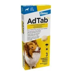 Adtab kauwtablet hond 22-45 kg vleessmaak – vlooien en teken, 3 tabletten - Afbeelding 1