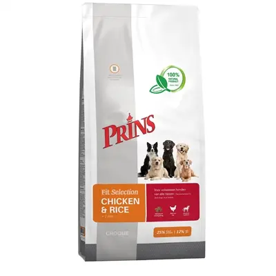 Prins hondenvoer Fit Selection kip en rijst 14 kg – krokante brokjes