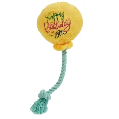 Fofos verjaardagsballon 15 x 7 x 36 cm – hondenspeeltje met flostouw