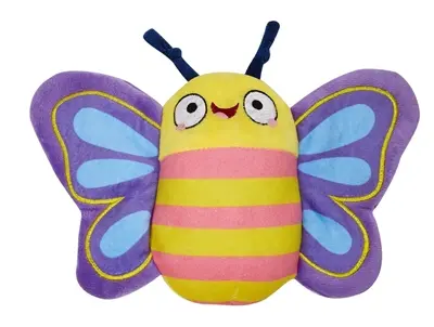 Fofos vlinder 26 x 6 x 15 cm – hondenknuffel met pieper en ritselfolie