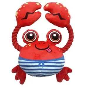 Fofos Sealife krab 21 x 4 x 14 cm – zachte stof met flostouw en pieper - Afbeelding 1