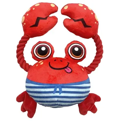 Fofos Sealife krab 21 x 4 x 14 cm – zachte stof met flostouw en pieper