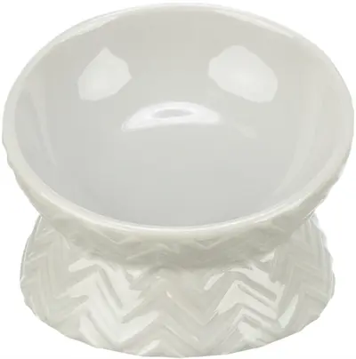 Trixie verhoogde voerbak/waterbak kat keramiek licht taupe 150 ml
