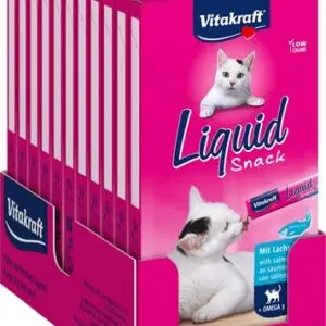 Vitakraft Cat-Liquid Snack zalm en omega 11 x 90 g - Afbeelding 1