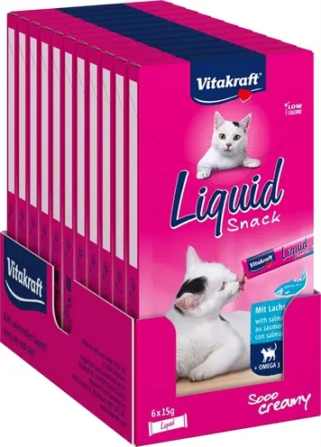 Vitakraft Cat-Liquid Snack zalm en omega 11 x 90 g