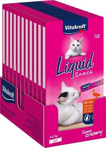 Vitakraft kattensnack Cat-Liquid Snack eend 11 x 90 g – met bètaglucaan