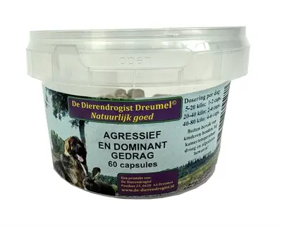 Dierendrogist agressief/dominant capsules 60 stuks – voor honden
