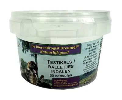Dierendrogist Testikels Indalen 60 capsules – supplement voor reuen