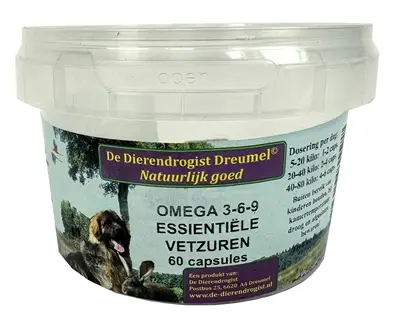 Dierendrogist omega 3-6-9 capsules 60 stuks – hond en kat