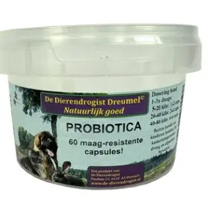 Dierendrogist probiotica capsules 60 stuks – maagsapresistent, hond - Afbeelding 1