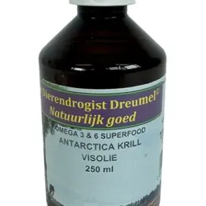 Dierendrogist krill/visolie 250 ml – omega 3 en 6, hond en kat - Afbeelding 1