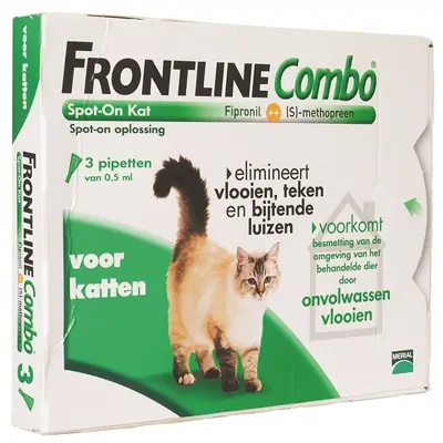 Frontline Combo kat spot-on 3 pipetten van 0,5 ml – vlooien en teken
