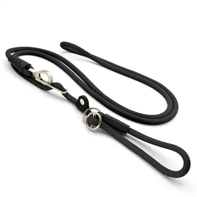 Morso hondenriem retrieverlijn hands free Soft Rope zwart 260 x 1 cm