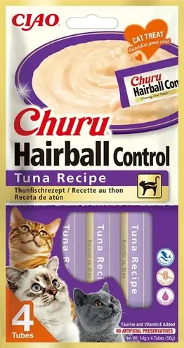 Inaba Churu Hairball kattensnack tonijn 4 x 14 g – haarballen