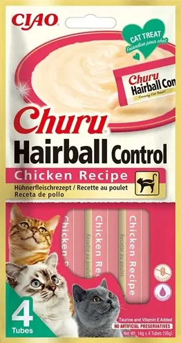 Inaba Churu Hairball kattensnack kip 4 x 14 g – haarballen