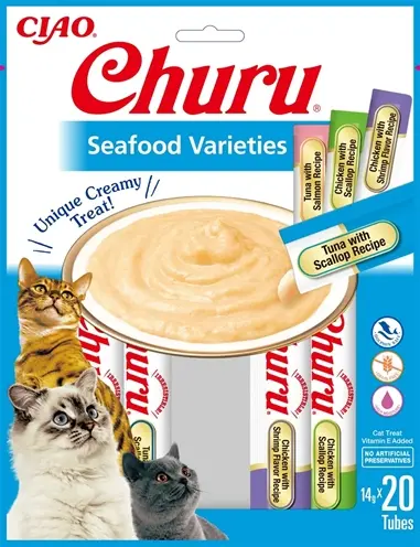 Inaba Churu kattensnack seafood 20 x 14 g – graanvrije multipack
