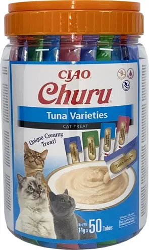 Inaba Churu kattensnack tonijnvarianten 50 x 14 g – graanvrije multipack
