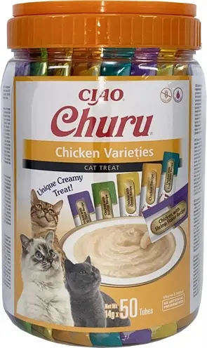 Inaba Churu kattensnack kipvarianten 50 x 14 g – graanvrije multipack