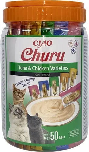 Inaba Churu kattensnack tonijn en kip 50 x 14 g – graanvrije multipack