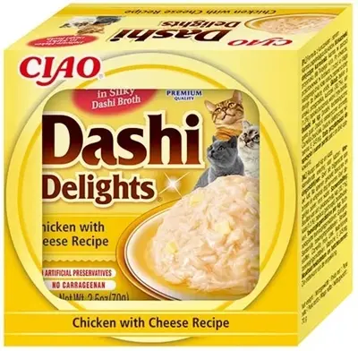 Inaba Dashi Delights kattensnack kip met kaas 70 g – rijk aan vocht