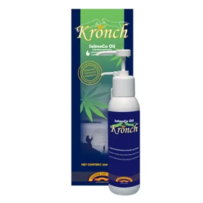 Kronch Salmoca zalmolie en hennepzaadolie 500 ml – hond en kat