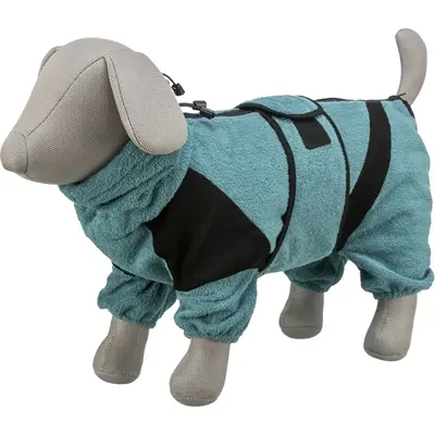 Trixie badjas voor honden badstof petrol 46 cm – huisoverall - Afbeelding 4