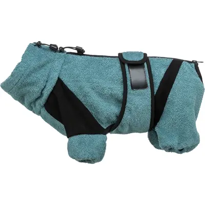 Trixie badjas voor honden badstof petrol 54 cm – huisoverall