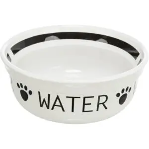 Trixie drinkbak hond keramiek wit/zwart 250 ml Ø 13 cm – 4 stuks - Afbeelding 1