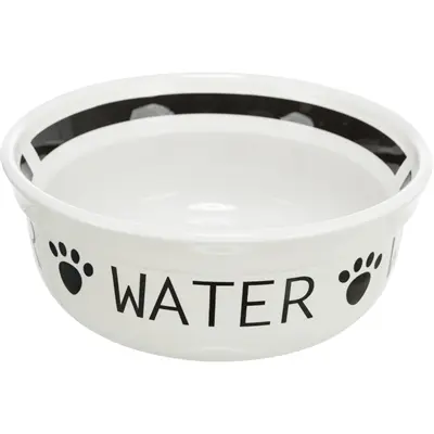 Trixie drinkbak hond keramiek wit/zwart 250 ml Ø 13 cm – 4 stuks