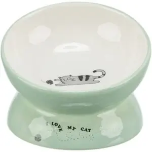 Trixie voerbak/drinkbak kat verhoogd keramiek salie/wit 150 ml - Afbeelding 1