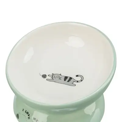 Trixie voerbak/drinkbak kat verhoogd keramiek salie/wit 150 ml - Afbeelding 5