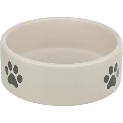 Trixie voerbak en drinkbak pootmotief keramiek lichtgrijs 300 ml 12 cm