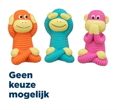 Trixie aap latex hondenspeeltje 12 cm – 3 stuks assorti