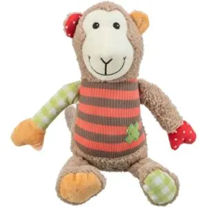 Trixie aap pluche 38 cm – hondenknuffel met geluid, 2 stuks - Afbeelding 1